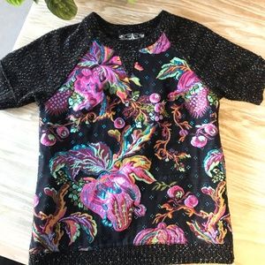 anthropologie t - shirt multi color foil design